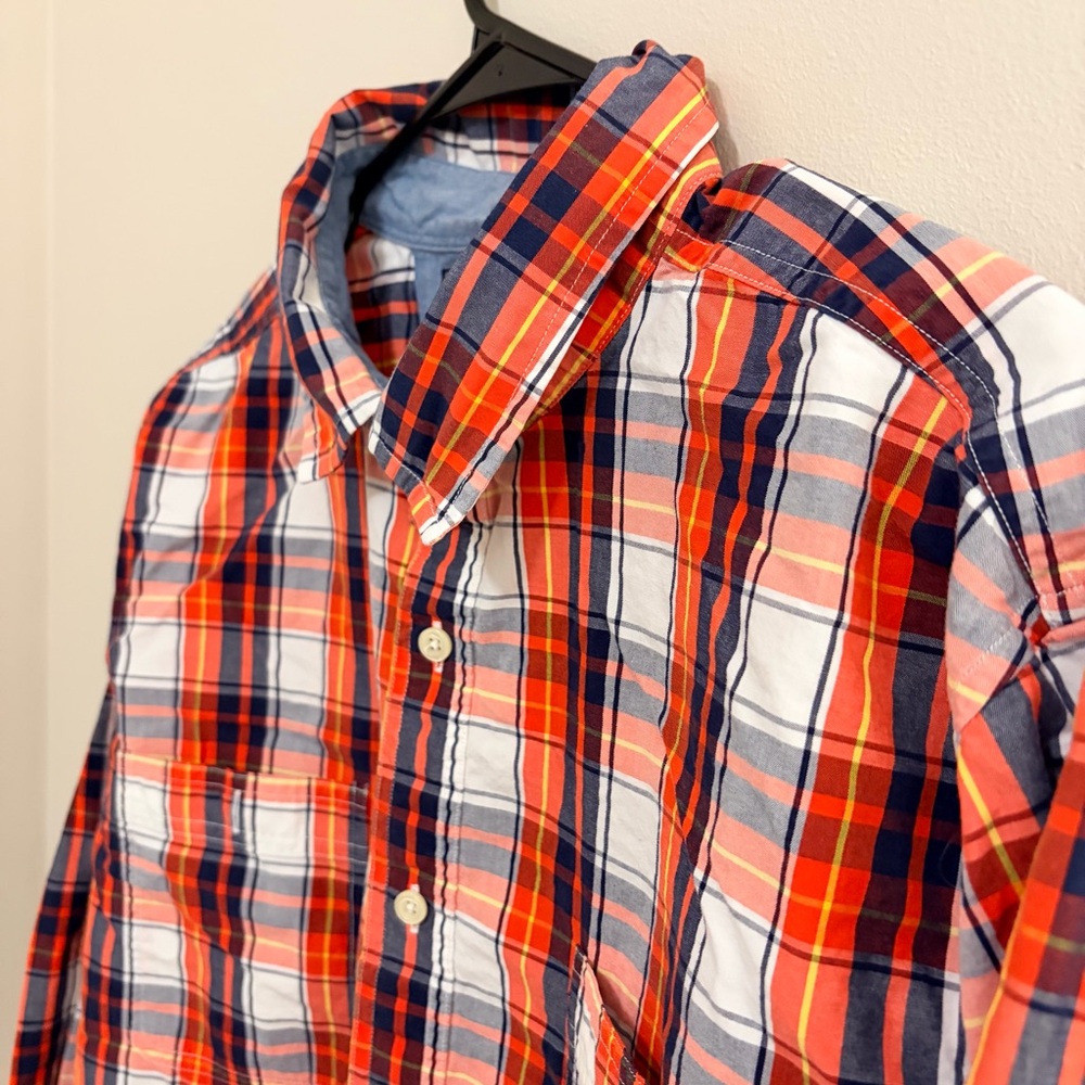 Nautica Men's Orange and Blue Plaid Button-Down Shirt XL - Picture 6 of 7
